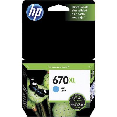 Cartucho Tinta Ciano HP 670XL (CZ118AB)