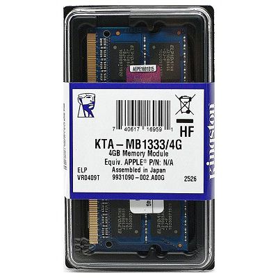 Memoria APPLE 4GB DDR3 1333 MHZ PC3-10600 (KTA-MB1333/4G)